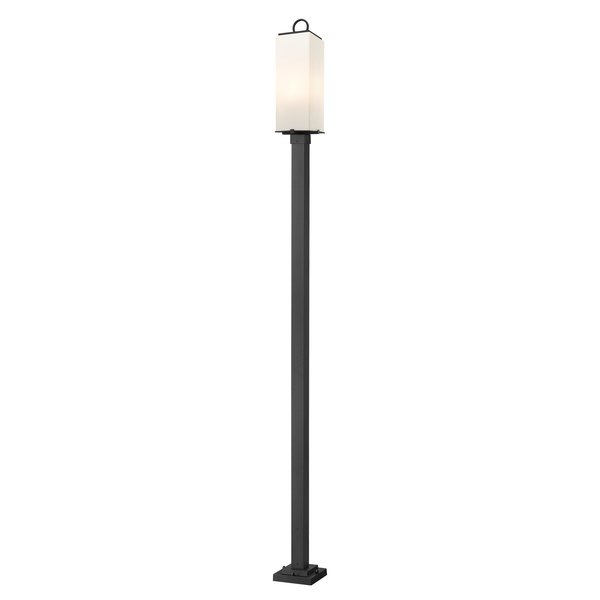 Z-Lite Sana 3 Light Outdoor Post Mounted Fixture, Black & White Opal 593PHBS-536P-BK